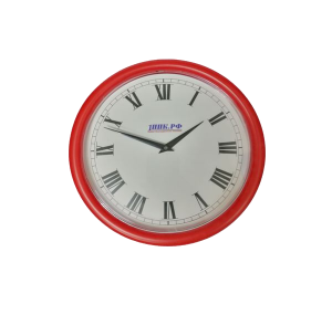 Часы пластиковые (заготовка) под полиграфическую вставку, красные круглые, d 24.5 см.